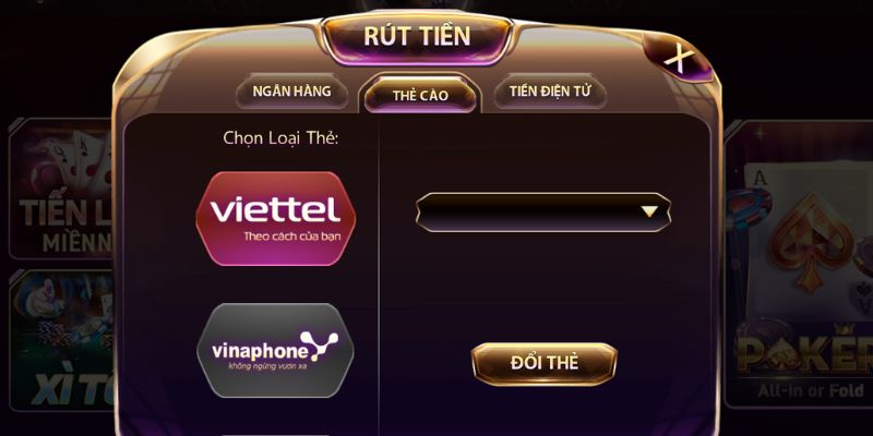 Hướng dẫn rút tiền Macau Club thông qua thẻ cào điện thoại